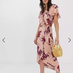 NWT Band of Gypsies Pink Floral Top & Wrap Skirt Set Women's Size S